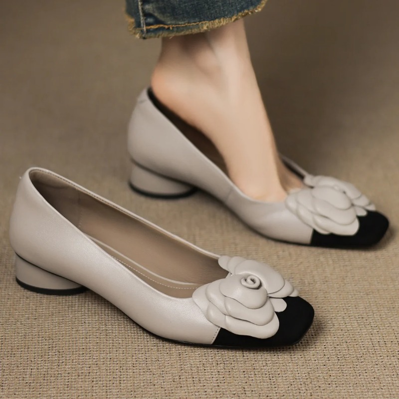 Heels - プラスサイズ 34-41 レディース シープスキン ミックスカラー パッチワーク